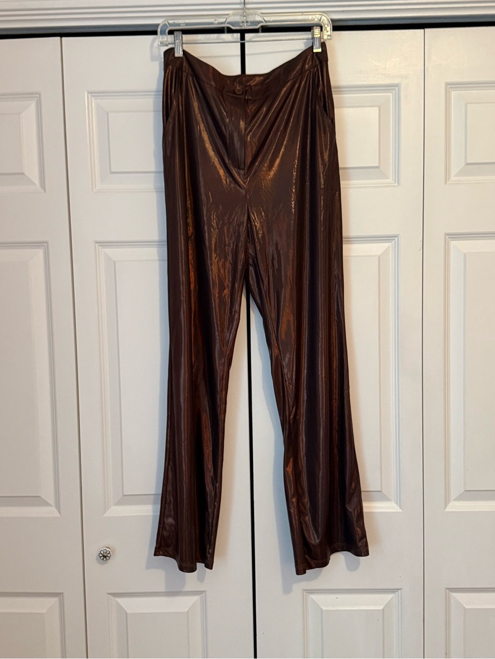 Sincerely Jules Metallic Brown Button-Front Pants